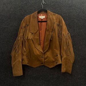Laurice Vintage 80s Suede Fringe Western Jacket Brown Leather Large Southwestern